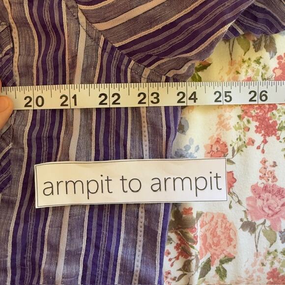 Chicos Womens Silk Linen Button Up Stripped Top XL Mature Office Career Business - Picture 7 of 11